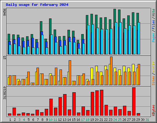 Daily usage for February 2024