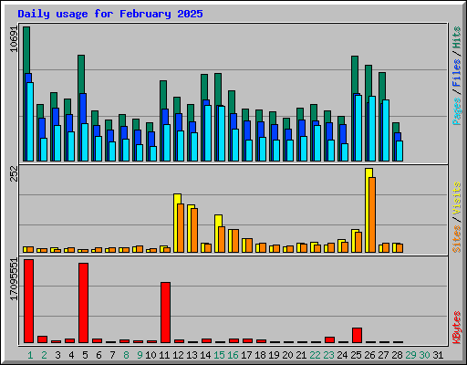 Daily usage for February 2025