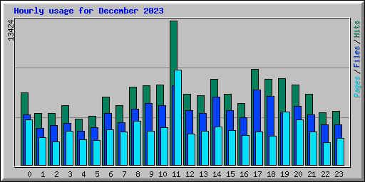 Hourly usage for December 2023